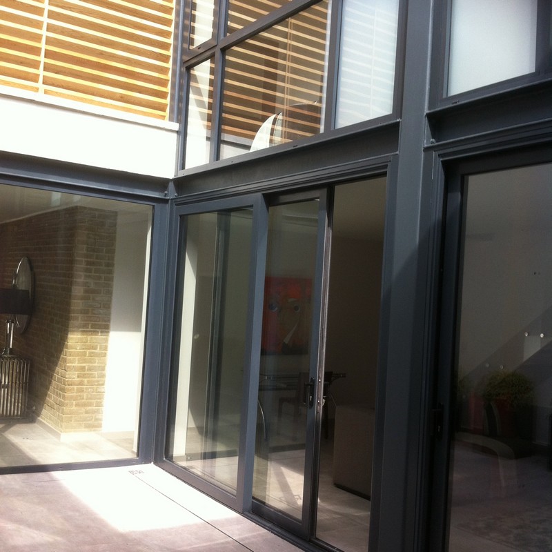 Anthracite aluminium sliding patio doors fitted in Potters Bar